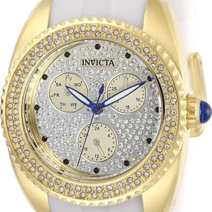 Invicta 28484 Women's Angel Yellow Gold Case White Strap Watch