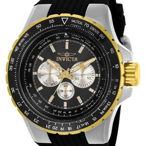 Invicta Aviator Men 50mm Stainless Steel Black+Silver dial Chronograph Quartz Watch
