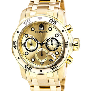 Invicta Men's 0074 Pro Diver Scuba Champagne Dial Gold Steel Bracelet Dive Watch