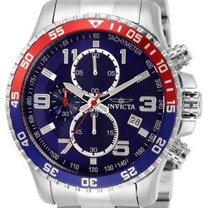 Invicta Specialty Men 45mm Stainless Steel Silver Blue+White dial Chronograph Quartz Watch