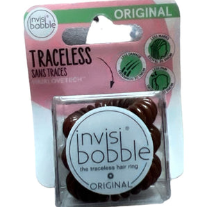 Invisibobble Original Hair Ties in Pretzel Brown - Pack of 3, No-Damage Spiral Design, Versatile Hair Accessory