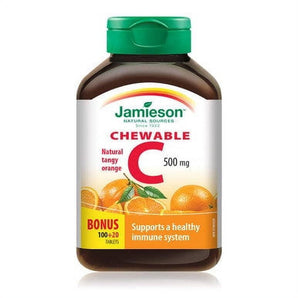 Jamieson Vitamin C Orange Chewable 500mg 120 Tablets, {Imported from Canada}