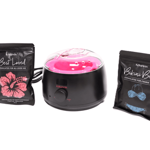 KoluaWax At Home Body Waxing Kit with Pro Wax Warmer. Includes all KoluaWax Hot Wax Formulas for all hair types. Try the best at home hot wax kit for legs, face, eyebrows, bikini area, and Brazilian.