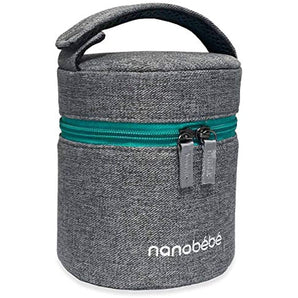 NANOB B nanobebe Breastmilk Baby Bottle Cooler & Travel Bag with Ice Pack Included. Compact Triple Insulated, Easily attaches to Stroller or Diaper Bag- Grey