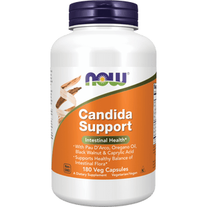 NOW Supplements, Candida Support with Pau D'Arco, Oregano Oil, Black Walnut & Caprylic Acid, 180 Veg Capsules