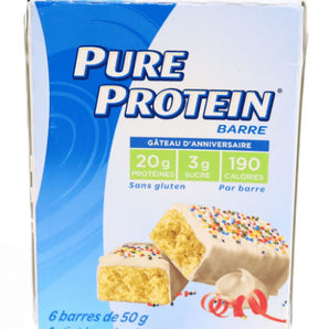 Pure Protein Bars, Gluten Free, Snack Bar, Birthday Cake, 50g/1.8oz., 6ct, {Imported from Canada}