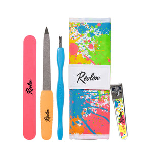 Revlon Bold Essentials Manicure Kit, Limited Edition Live Boldly Collection, Nail Clipper, File, Buffer and Cuticle Cutter, with Pouch (Packaging may vary)