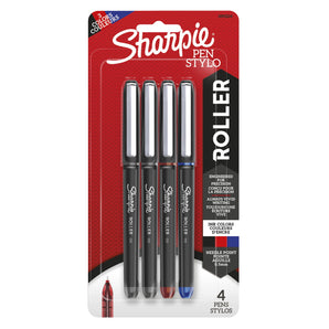 Sharpie Rollerball Pens, Carded Packaging, .5mm, 4/Pkg.