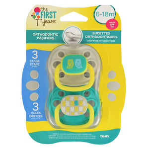 The First Years Orthodontic Pacifier 6-18 Months Animal Pattern Neutral - 2 Count