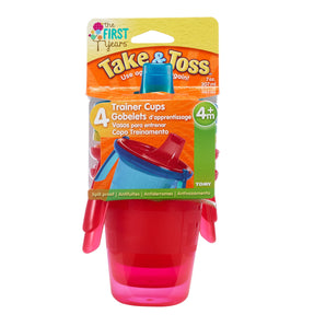 The First Years Take & Toss Hard Spout Sippy Cups With Snap-On Lids and Removable Handles, 7 Oz, 4 Pk
