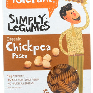 Tolerant Organic Simply Legumes Chickpea Pasta, Rotini, 8 oz