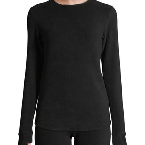 ClimateRight by Cuddl Duds Women's Stretch Fleece Base Layer Crewneck Thermal Top with Cuff Thumbhole