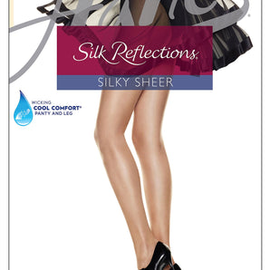 Hanes Silk Reflections Control Top Pantyhose with Reinforced Toe Town Taupe AB Women's