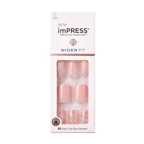 KISS imPRESS Wider Fit Press-On Nails, Pink, Short Square, ‘Just a Dream’, 33 Ct.