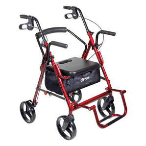 Duet Rollator/Transport Chair Burgundy, 26 L x 25-1/2 W x 37 H, 8 (Wheel), 300 lb