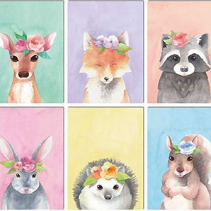 L & O Goods Woodland Animals Nursery Décor | Baby Boy & Girl Wall Art Watercolor Prints | Set of 6 Posters for Bedroom Decoration | Cute Kids Posters | 8 x 10?s