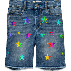 Jordache Girls 5-18 Star Rough Hem Denim Jean Bermuda Shorts