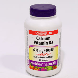 Webber Naturals Calcium with Vitamin D3 600 mg 400 IU, 90 Ct